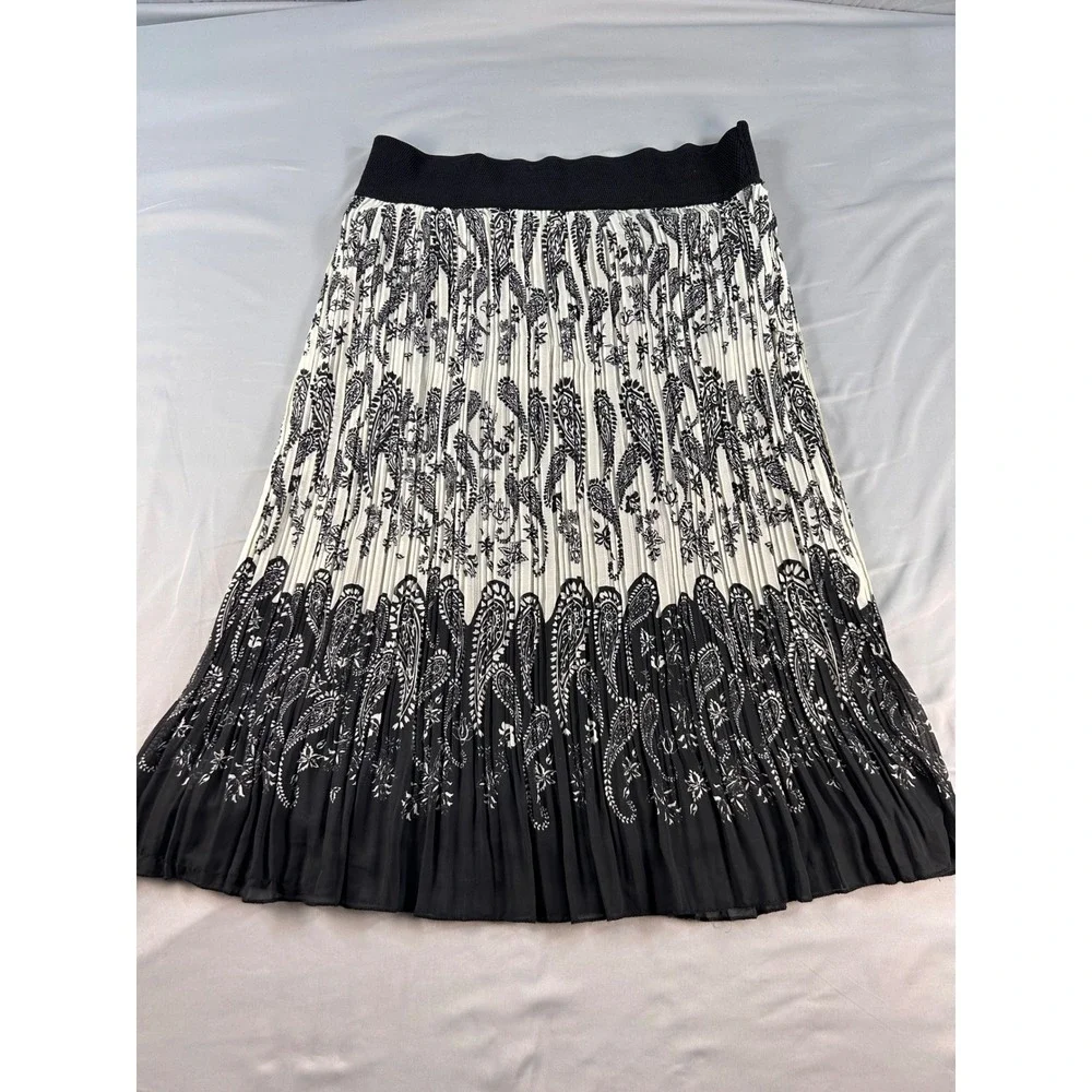 Metrowear Andi + James Pleated Midi Skirt Bundle Black White Paisley Grid Large